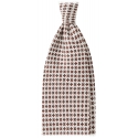 Viola Milano - Micro Flower Selftipped Silk Tie - White/Brown - Handmade in Italy - Luxury Exclusive Collection