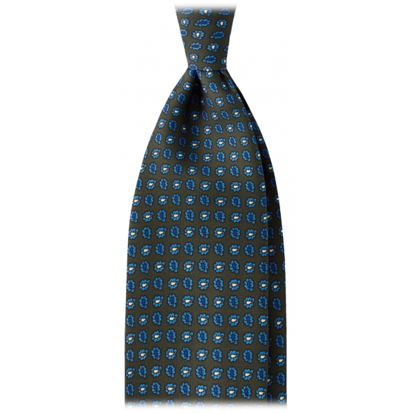 Viola Milano - Micro Paisley Handprinted Selftipped Silk Tie - Forest Mix - Handmade in Italy - Luxury Exclusive Collection