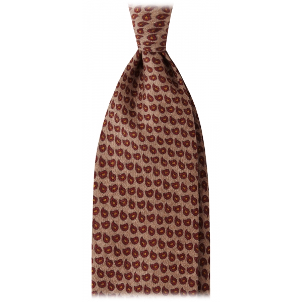 Viola Milano - Cravatta in Lana Italiana Micro Paisley - Naturale/Rosso - Handmade in Italy - Luxury Exclusive Collection
