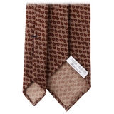 Viola Milano - Cravatta in Lana Italiana Micro Paisley - Naturale/Rosso - Handmade in Italy - Luxury Exclusive Collection