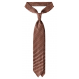 Viola Milano - Cravatta in Lana Italiana Micro Paisley - Naturale/Rosso - Handmade in Italy - Luxury Exclusive Collection