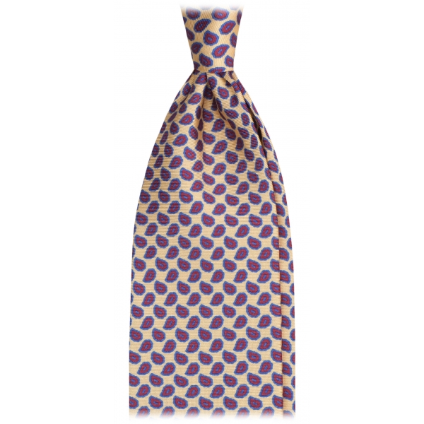 Viola Milano - Cravatta in Seta Italiana con Motivo Micro Paisley - Gialla - Handmade in Italy - Luxury Exclusive Collection