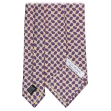 Viola Milano - Cravatta in Seta Italiana con Motivo Micro Paisley - Gialla - Handmade in Italy - Luxury Exclusive Collection