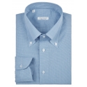Viola Milano - Micro Pattern Carlo Riva Tela Button-Down Shirt - Light Blue - Handmade in Italy - Luxury Exclusive Collection