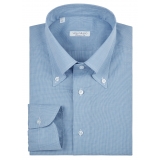 Viola Milano - Micro Pattern Carlo Riva Tela Button-Down Shirt - Light Blue - Handmade in Italy - Luxury Exclusive Collection