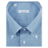 Viola Milano - Micro Pattern Carlo Riva Tela Button-Down Shirt - Light Blue - Handmade in Italy - Luxury Exclusive Collection