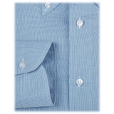 Viola Milano - Micro Pattern Carlo Riva Tela Button-Down Shirt - Light Blue - Handmade in Italy - Luxury Exclusive Collection