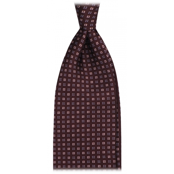 Viola Milano - Cravatta in Seta Con Motivo Micro-Tipped - Marrone Mix - Handmade in Italy - Luxury Exclusive Collection