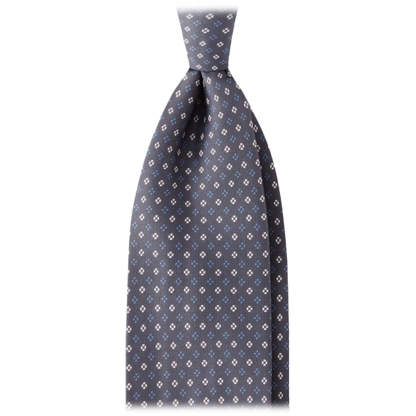 Viola Milano - Micro Pattern Selftipped Silk Tie - Grey Mix - Handmade in Italy - Luxury Exclusive Collection