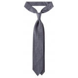 Viola Milano - Cravatta in Seta Con Motivo Micro-Tipped - Grigio Mix - Handmade in Italy - Luxury Exclusive Collection