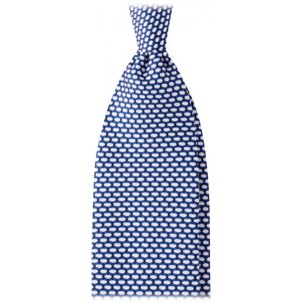 Viola Milano - Cravatta in Seta Con Motivo Micro-Tipped - Navy Mix - Handmade in Italy - Luxury Exclusive Collection