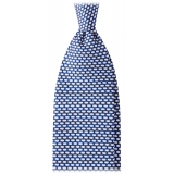 Viola Milano - Cravatta in Seta Con Motivo Micro-Tipped - Navy Mix - Handmade in Italy - Luxury Exclusive Collection