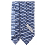 Viola Milano - Cravatta in Seta Con Motivo Micro-Tipped - Navy Mix - Handmade in Italy - Luxury Exclusive Collection
