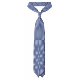 Viola Milano - Cravatta in Seta Con Motivo Micro-Tipped - Navy Mix - Handmade in Italy - Luxury Exclusive Collection