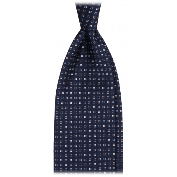 Viola Milano - Cravatta in Seta Con Motivo Micro-Tipped - Navy Mix - Handmade in Italy - Luxury Exclusive Collection