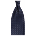 Viola Milano - Cravatta in Seta Con Motivo Micro-Tipped - Navy Mix - Handmade in Italy - Luxury Exclusive Collection