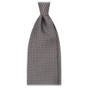 Viola Milano - Cravatta in Seta Italiana Motivo Micro Quadrato - Nero/Bianco - Handmade in Italy - Luxury Exclusive Collection