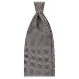 Viola Milano - Cravatta in Seta Italiana Motivo Micro Quadrato - Nero/Bianco - Handmade in Italy - Luxury Exclusive Collection