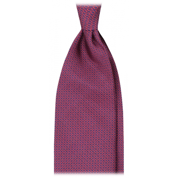 Viola Milano - Micro Square Selftipped Italian Silk Tie - Navy/Wine - Handmade in Italy - Luxury Exclusive Collection