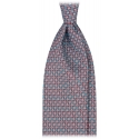 Viola Milano - Micro Square Selftipped Silk Tie - Sea/Red - Handmade in Italy - Luxury Exclusive Collection