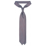 Viola Milano - Micro Square Selftipped Silk Tie - Sea/Red - Handmade in Italy - Luxury Exclusive Collection