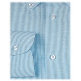 Viola Milano - Stripe Carlo Riva 100% Linen Button-Down Shirt - Turqouise Sea - Handmade in Italy - Luxury Exclusive Collection