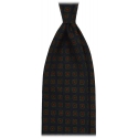 Viola Milano - Milanese Floral Printed Italian Wool Tie - Navy/Green - Handmade in Italy - Luxury Exclusive Collection