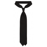 Viola Milano - Milanese Floral Printed Italian Wool Tie - Navy/Green - Handmade in Italy - Luxury Exclusive Collection