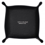 Viola Milano - Milanese Grain Leather Change Tray - Black - Handmade in Italy - Luxury Exclusive Collection