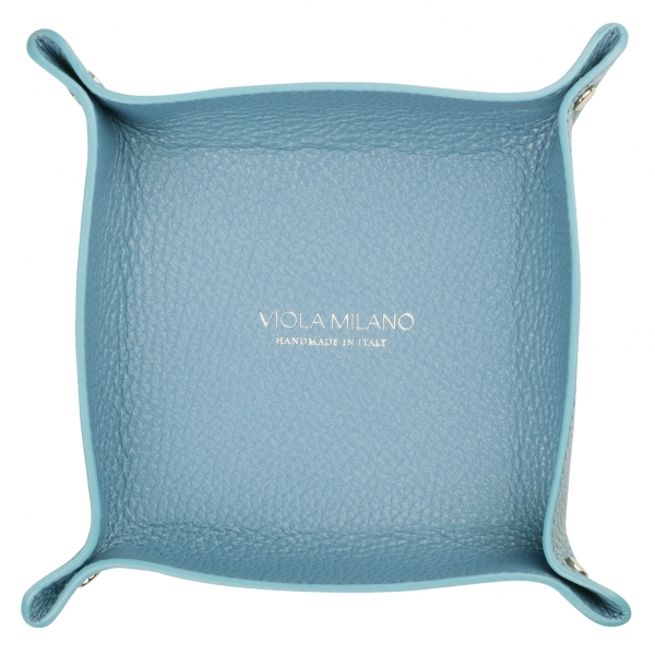 Viola Milano - Milanese Grain Leather Change Tray - Blue - Handmade in Italy - Luxury Exclusive Collection
