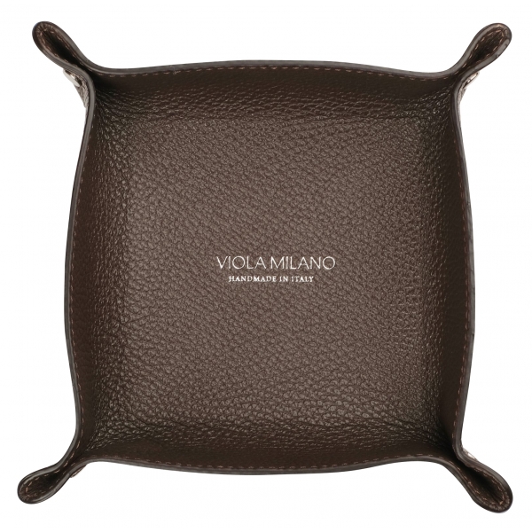 Viola Milano - Milanese Grain Leather Change Tray - Brown - Handmade in Italy - Luxury Exclusive Collection