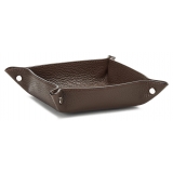 Viola Milano - Milanese Grain Leather Change Tray - Brown - Handmade in Italy - Luxury Exclusive Collection