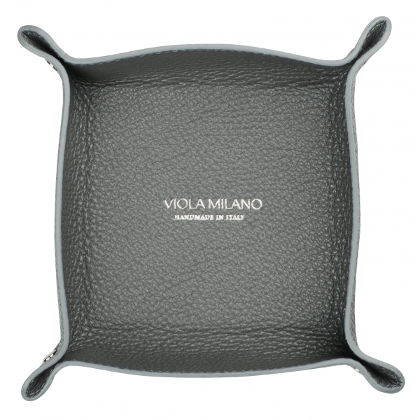 Viola Milano - Milanese Grain Leather Change Tray - Grey - Handmade in Italy - Luxury Exclusive Collection