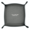 Viola Milano - Vassoio Portaoggetti in Pelle Pieno Fiore Milanese - Grigio - Handmade in Italy - Luxury Exclusive Collection