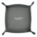Viola Milano - Milanese Grain Leather Change Tray - Grey - Handmade in Italy - Luxury Exclusive Collection