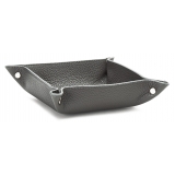 Viola Milano - Milanese Grain Leather Change Tray - Grey - Handmade in Italy - Luxury Exclusive Collection