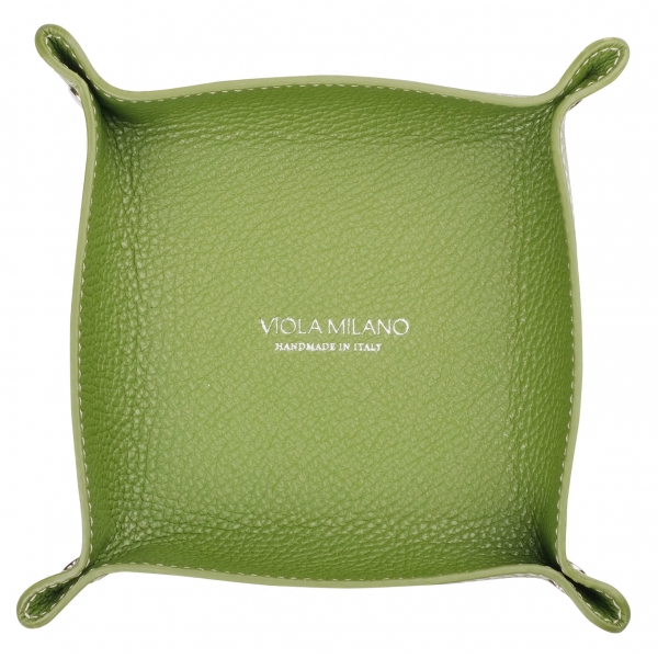 Viola Milano - Milanese Grain Leather Change Tray - Grey - Handmade in Italy - Luxury Exclusive Collection