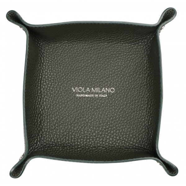 Viola Milano - Milanese Grain Leather Change Tray - Loden Green - Handmade in Italy - Luxury Exclusive Collection