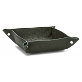 Viola Milano - Milanese Grain Leather Change Tray - Loden Green - Handmade in Italy - Luxury Exclusive Collection