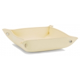 Viola Milano - Milanese Grain Leather Change Tray - Pale Lemon - Handmade in Italy - Luxury Exclusive Collection