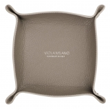 Viola Milano - Milanese Grain Leather Change Tray - Taupe Grey - Handmade in Italy - Luxury Exclusive Collection
