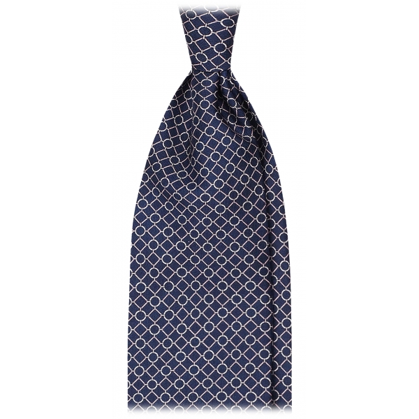 Viola Milano - Mix Chain Selftipped Italian Silk Tie - Navy Mix - Handmade in Italy - Luxury Exclusive Collection