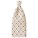 Viola Milano - Mixed Bloom Handprinted Selftipped Silk Tie - Natural - Handmade in Italy - Luxury Exclusive Collection