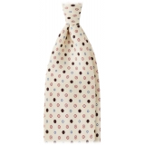 Viola Milano - Mixed Bloom Handprinted Selftipped Silk Tie - Natural - Handmade in Italy - Luxury Exclusive Collection