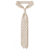 Viola Milano - Mixed Bloom Handprinted Selftipped Silk Tie - Natural - Handmade in Italy - Luxury Exclusive Collection