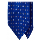 Viola Milano - Cravatta in Seta Con Motivo a Fiori Misti - Blu Mix - Handmade in Italy - Luxury Exclusive Collection