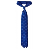 Viola Milano - Cravatta in Seta Con Motivo a Fiori Misti - Blu Mix - Handmade in Italy - Luxury Exclusive Collection