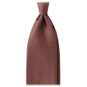 Viola Milano - Mixed Bloom Handprinted Selftipped Silk Tie - Bronze Mix - Handmade in Italy - Luxury Exclusive Collection