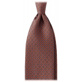 Viola Milano - Mixed Bloom Handprinted Selftipped Silk Tie - Bronze Mix - Handmade in Italy - Luxury Exclusive Collection