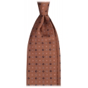 Viola Milano - Mix Floral Handprinted Selftipped Silk Tie - Cappuccino Mix - Handmade in Italy - Luxury Exclusive Collection